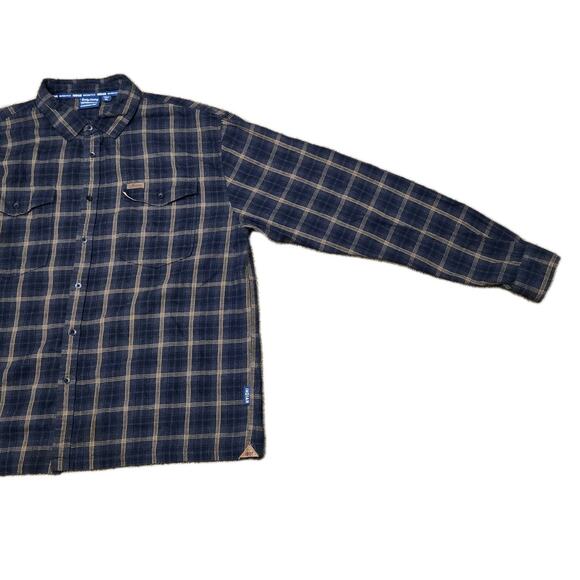 Indian Motorcycle Button Up Fleece Plaid Shirt Mens XL Embroidered Twin Pocket - Picture 8 of 10